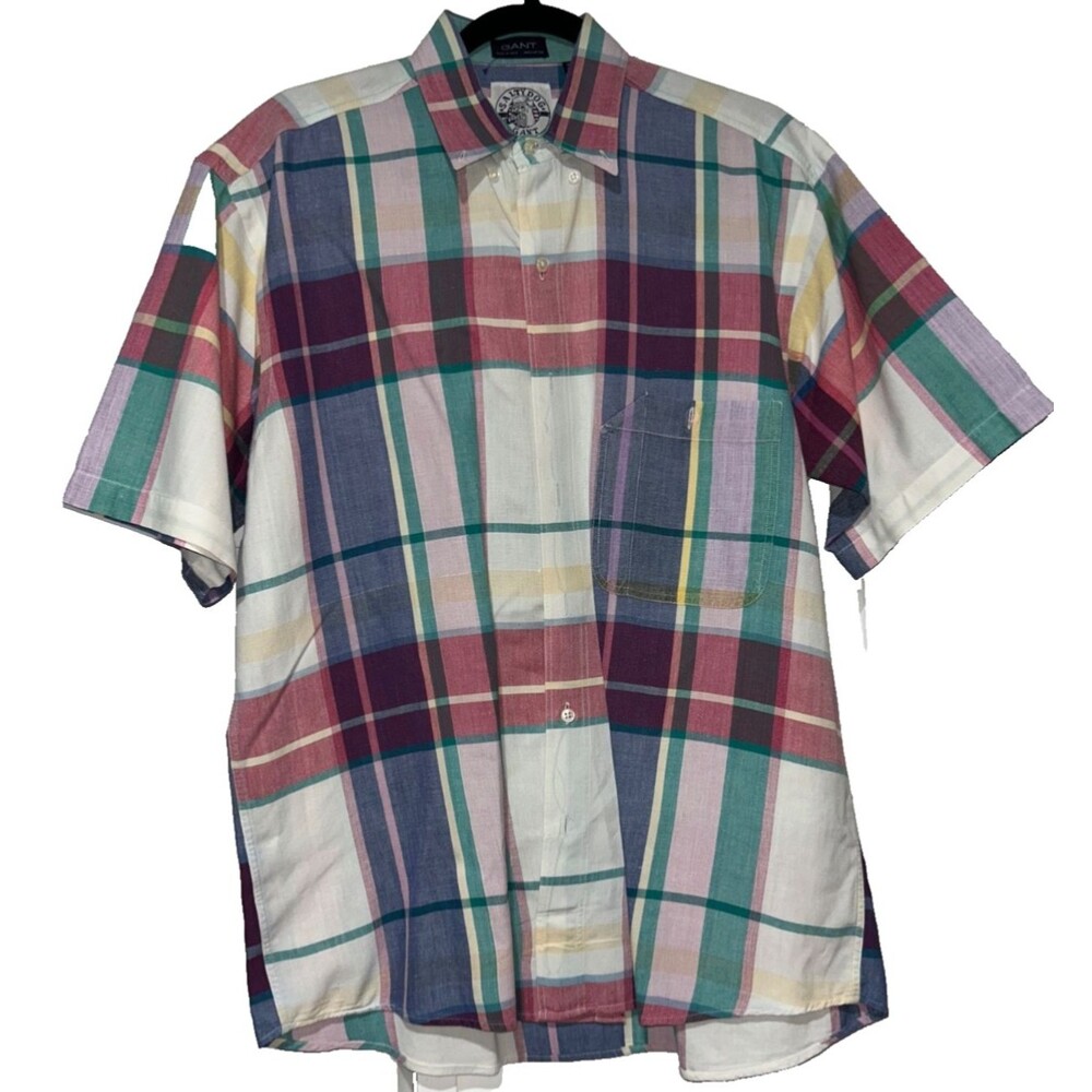 GANT Salty Dog Men's Size M Plaid Button Down Short Sleeve Shirt